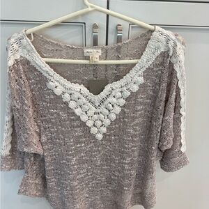 Lace Trim Knit Top